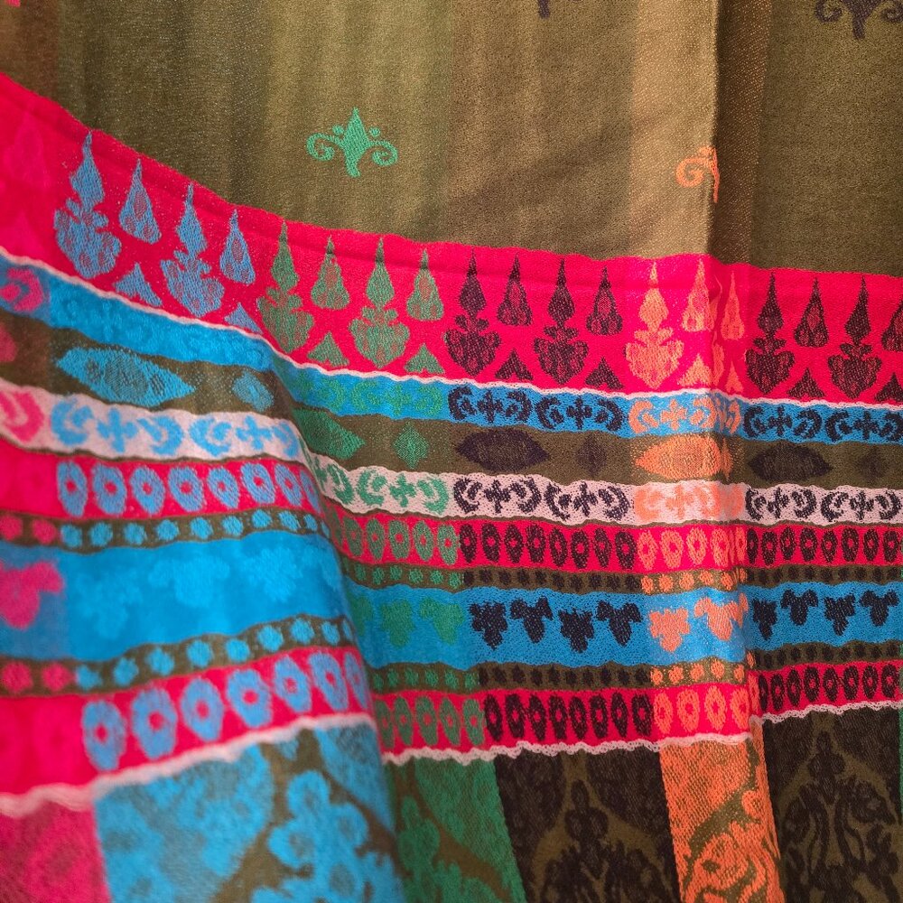 Army green /rainbow cashmere pashmina - Picture 4 of 6